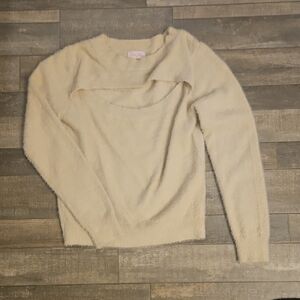Pink Lily Peakaboo Cream Sweater